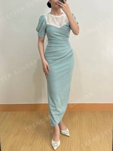 Trendy Korean Style Midi Dress for Women | Elegant Church Office Formal Outfit