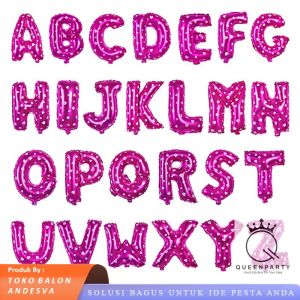 balon foil huruf abjad a-z pink / balon foil huruf dan angka pink / balon ultah foil abjad kata