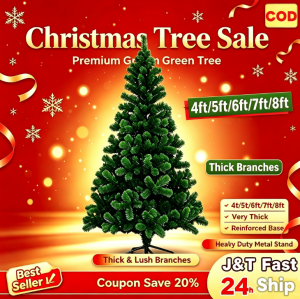【24H Fast Delivery】2026 New Christmas Tree 3/4/5/6/7FT Easy Assemble X‑Mas Tree Sturdy Metal Base Indoor Outdoor Home Holiday Party Decoration