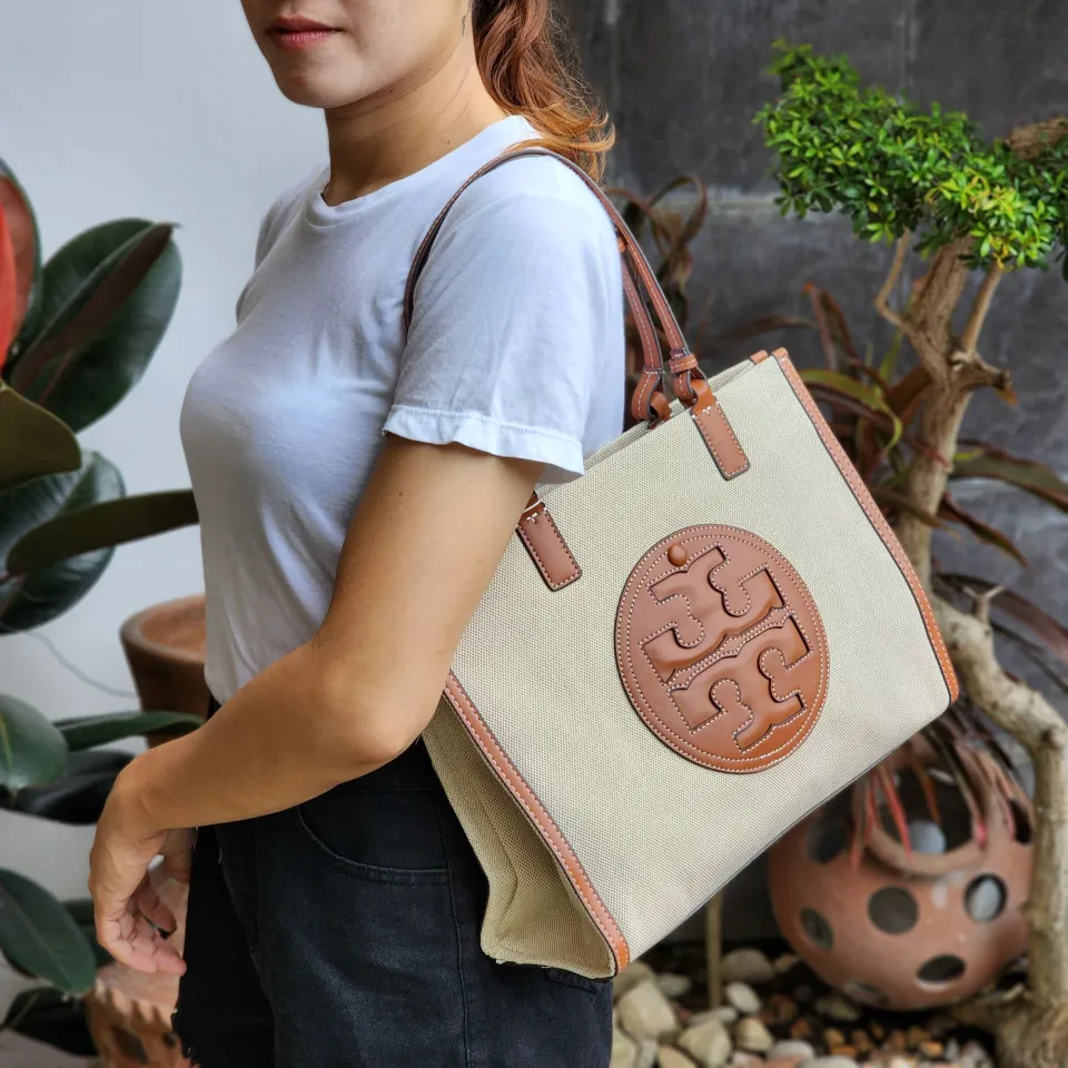 Original Womens Ella Medium Canvas Tote Bag Original T.O.R.Y. B.U.R.C.H Natural Classic Cuoio Lazada PH