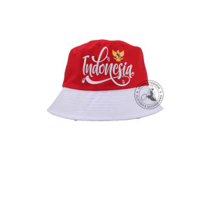 GRATIS BORDIR NAMA - Topi Bucket Dewasa Pria Wanita Sablon Hut RI Merah Putih