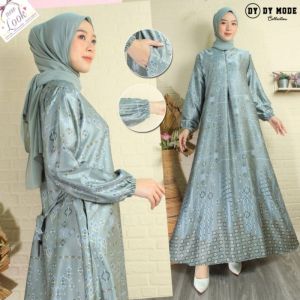 Gamis Asqia Silk Premium Bordir Motif Etnik Polos Multicolor