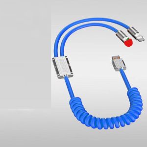 Ecily 2in1 6A 120W loại USB C Cáp lò xo để sạc nhanh cho USB A để Loại-C 8-pin Cáp Micro USB cho i-Phone 14 13 12 Pro Max Huawei Samsung Xiaomi od6.0 Cáp dữ liệu