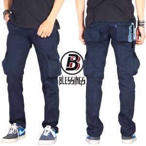 BS Celana Cargo Pria Celana Pria Cargo Panjang Celana Pria Cargo Panjang Warna Blue Navy