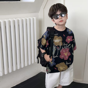 เสื้อยืดแขนสั้นสำหรับเด็กชายและเด็กหญิง 2025 แบบใหม่ คอกลมแขนสั้น ดีไซน์พิมพ์ลายทันสมัย ​​ลำลองและสวมใส่สบาย