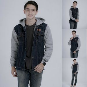 Jaket Jeans Pria Model Hoodie Berkupluk Denim Premium Reglan Flecce Terbaru - Jaket Jeans Model Hoodie Ada Kupluknya + Jaket Denim Jeans Hoodie Premium Terpopuler Kualitas Distro Tampilan Keren Berkelas Dan Elegan