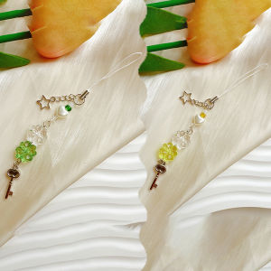 Hmeme Ngọt Ngào Bốn Lá Clovers Đính Cườm Điện Thoại Quyến Rũ Cho Phụ Nữ Cô Gái Dễ Thương Tinh Tế Keychain Mặt Dây Chuyền Điện Thoại Thời Trang Dây Buộc Quà Tặng