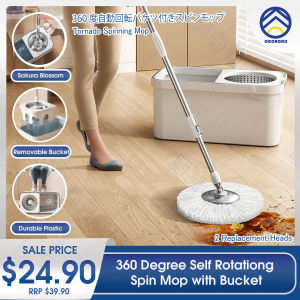 ODOROKU 360 Degree Self Rotating Spin Mop with Bucket with Microfiber Replacement Head Magic Spin Mop Stainless Steel Quality Handle Mops Bucket Home Cleaning