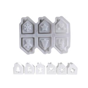 Multifuntional Silicone Mold with 6 House Shape Cavities for Ambient Light Creation Perfect for Holiday and Party Decors