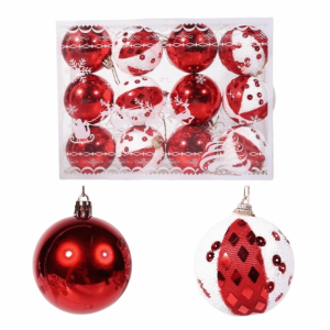 SHUSHABA 12Pcs/Set Creative Christmas Balls Pendant Set Painted 6cm Christmas Ball Ornaments Merry Christmas Shatterproof Xmas Tree Hanging Balls Christmas Party