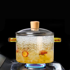 1800ml thickened high borosilicate glass pot household heat-resistant transparent stew pot soup pot