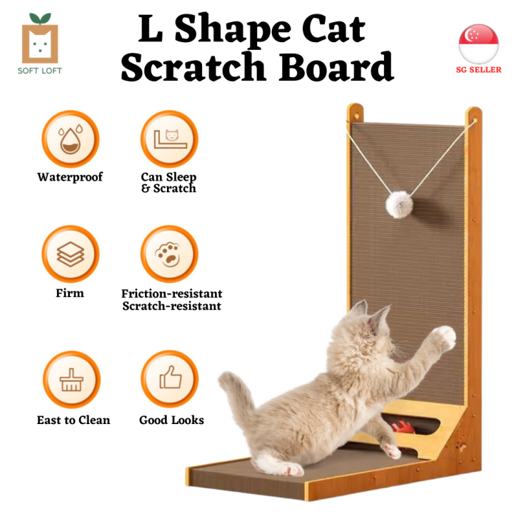 [SG STCOK] L Shape Cat Scratch Board / Kitten Post Scratcher / Cat