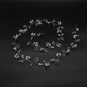【♡Lovely girls house♡】50 CM Long Headband Crystal Pearl Wedding Hair Accessories Braid Jewelry Bridal Flower Hair Band for Women
