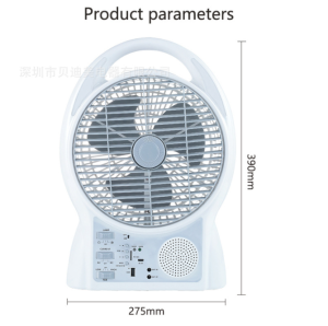 Splar 8 inch Rechargeable desk fan with LED light radio MP3 player and Bluetooth audio function With solar panel