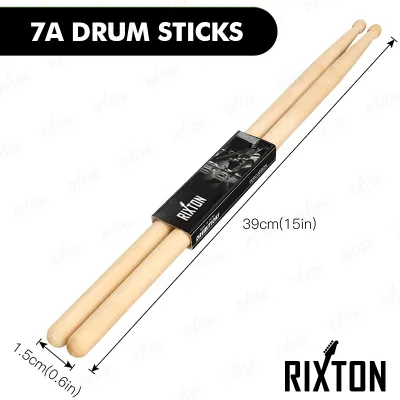 RIXTON 5A/7A Drum Sticks Wood Drumsticks 2pcs Professional Drum Sticks for Beginners Practice(Rixton Drum Sticks)