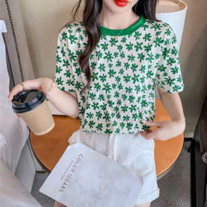 KDAShop New fashion เสื้อยืดคอกลมแฟชั่น งานแขนสั้น ทรงสวย เหมาะกับทุกวัย ใส่สบายไม่ร้อน ดีเทลพิมพ์ลายดอกไม้ สดใส เหมาะกับฤดูร้อนบ้านเราแน่นอน กดด่วนๆ