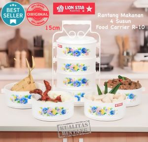 (BISA COD) PROMO Rantang Makan 4 Susun Food Carrier Box 15cm 4 Stack Lion Star R-10 / Tempat Simpan Makanan 4 Tingkat / Rantang Susun / Rantang Catering / Tempat Makanan / Rantang Makanan Tahan Panas