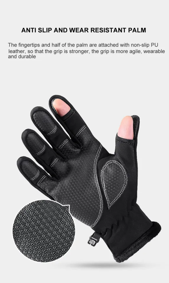 Men Women 2 Fingers Fishing Gloves Waterproof Windproof