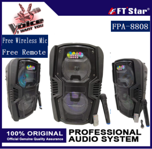 FT-Star 12" LED Party Speaker with BluetoothMicro SDFM and Wireless Micand Remote FPA-8808