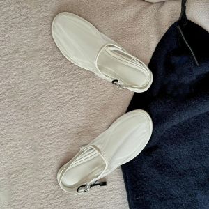 ZA Womens Shoes Closed Toe Half Slippers Sandals Mesh Fabric Breathable Shoes round Head Breathable Flat Casual Mules Summer