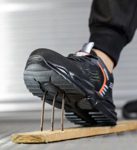 Sneaker Safety Shoes Casual Ujung Besi Warna Hitam Ringan Dan Modis