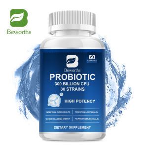 BEWORTHS Probiotic Capsules 300 Billion CFU 30 Strains for Digestion & Gut Health Longer Lasting Energy Support Immune Health