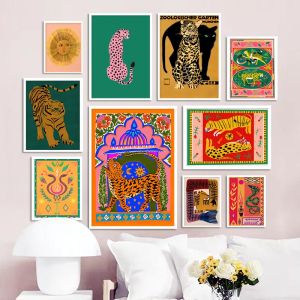 Tranh Canvas Treo Tường Tiger Leopard Poster Unframed Aesthetic Trang Trí Phòng Ngủ Phòng Khách Waterproof HD Print Gift