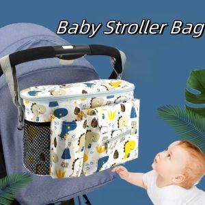WARM STOP Oxford cloth Baby Stroller Bag Printed Large Capacity Hanging Carriage Bag Portable Multi-functional Cartoon Stroller Organizer Carriage Accessories