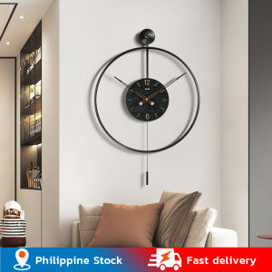 💥Dream Best🔥 Spanish Personality Minimalist Living Room Wall Clock Creative Decoration Wall Clock Modern Light Luxury Mute Swing Clock 50*74cm