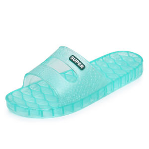 [Free Shipping] Womens Summer Home Use Flat Soft Sole Plastic Slide Sandals Non-Slip Wear-Resistant Jelly Crystal Shoes for Bathing