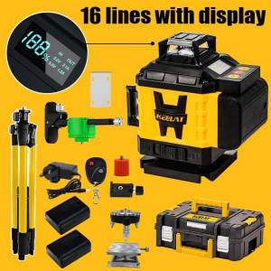 KEELAT KLL0001 12/16 Lines Laser Level Digital Self Leveling 360° Rotary Green Laser BeamMeasuring Machine Lithium Battery