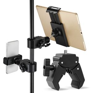 ZENO 360-Degree Rotable Tablet Mount Holder Universal Adjustable Microphone Stand 1/4 Thread Phone Holder Podcasting