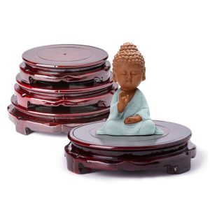 ZYJC 1Pcs Retro Carved Rotate Antique Vintage Ornament Teapot Display Holder Vase Base Stand Base