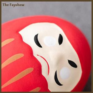 [The Fayshow] Japanese Ceramic Daruma Statue Daruma Tumbler Crafts Lucky Fortune Ornament Landscape Daruma Doll Fengshui Home Decor Gift