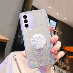 Case Vivo V27e V27 Pro 5G Y02t Y02A Y02 Y16 Y22 Y35 Y02s Y30 Y77 5G Soft Silicone Phone Holder Casing Vivo V27 5G 2023 Glitter Case