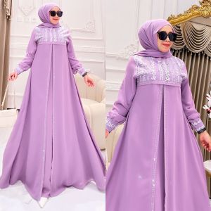 ZIFA FASHION // COD // MARLINA DRESS FREE PASHMINA // GAMIS SET HIJAB LEBARAN // REALPIC BERLABEL BY ASOPUROH // FASHION WANITA TERKINI 2023 // GAMIS BRUKAT LACE // *ST