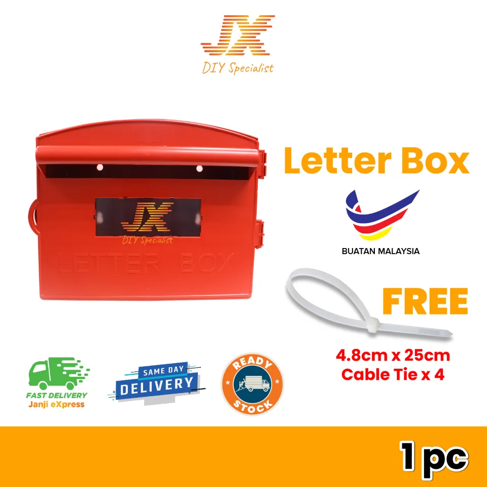 Red PVC Post Letter Box Red Plastic Mail Box Peti Surat Plastik