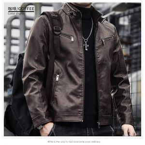 Jaket Biker kulit hitam tulen lelaki VINTAGE REAL BROWN motosikal jaket untuk lelaki