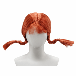 ERYRG Neat Bangs Halloween Cosplay Wig Anime Anti-warped Long Orange Hair Eye-catching Double Ponytail Twisted Braid Wig Elf Role-playing