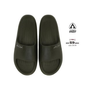 Aerostreet 39-44 Ceilo Army - Sandal Sendal Selop Slip On Casual Pria Wanita Aero Street AAAAA