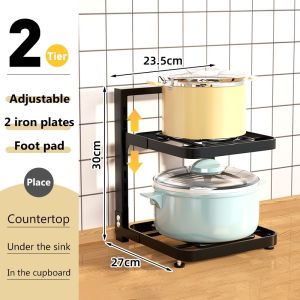 Rak Dapur Stainless Steel Rak Panci dapur Rak kolong dapur Rak wajan  Rak Pot Rak 2/3/4/5/7 Susun Serbaguna