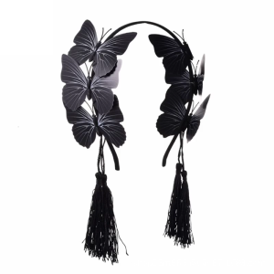 GOTHIC cho bướm headband cho cánh bướm mũ nón tua màu đen băng đô Halloween Mũ sắt Đảng suppl