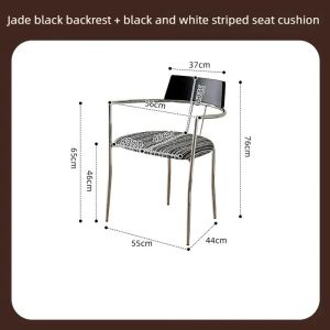 FFBH Minimalist Stainless Steel Dining Chair Comforable Solid Wood Backres Chairs Dining Mid-century Luxury Armchairs Home Furniture 5T9N4