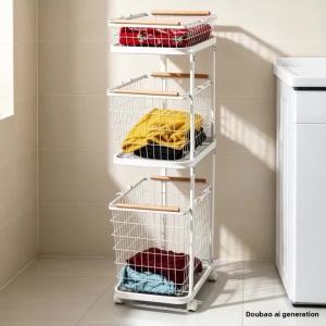 Sacesr Movable Iron Dirty Laundry Basket 3-layer Removable Laundry Baskets Multifunction Large Capacity Organizers Basket Home Storage Q3P9R