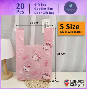 Gift Bag 20pcs Goodies Bag Door Gift Birthday Kids Wedding Party (50)Hello Kitty Pink Hello KT Baby Cartoon Snacks Vest Singlet Packaging Plastic Bag