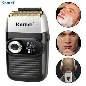 Kemei 2026 2 in 1 Rechargeable Electric Shaver LCD Display Portable Cordless Men Reciprocating Razor Beard 0mm Hair Trimmer