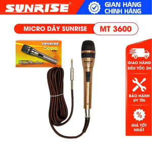 Micro karaoke có dây chính hãng SUNRISE MT 3600 hát nhẹ hút giọng mic kèm dây zin dài 5m chống gãy bền bỉ