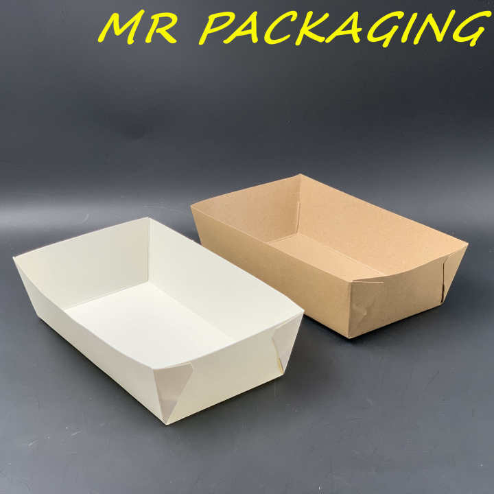 Paper Tray ( 50pcs± per packet ) Food Grade - Disposable Paper Tray - White / Brown