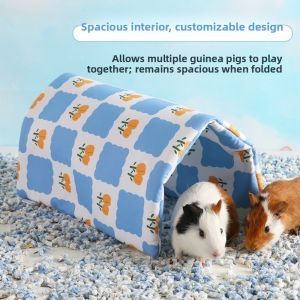 DEQIX Foldable Rabbit Hamster Cooling Ice Mat Double Layer Cartoon Pattern Guinea Pig Diaper Pads Cooling Mat Breathable Pet Hamster Nest for Cage Plate