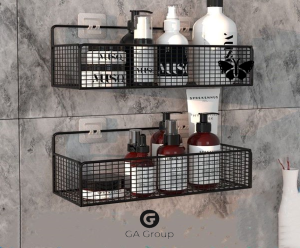 Kệ lưới sắt treo tường đa năng đựng đồ nhà tắm nhà bếp không gỉ (tặng kèm miếng dán)